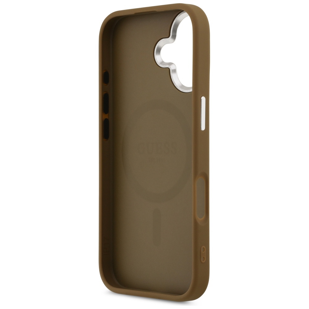 iTok webáruház - Guess Guess Triangle Logo MagSafe tok iPhone 17 készülékhez (barna) 7 Guess Triangle Logo MagSafe case for iPhone 17 (barna)