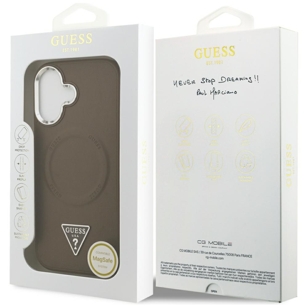iTok webáruház - Guess Guess Triangle Logo MagSafe tok iPhone 17 készülékhez (barna) 8 Guess Triangle Logo MagSafe case for iPhone 17 (barna)
