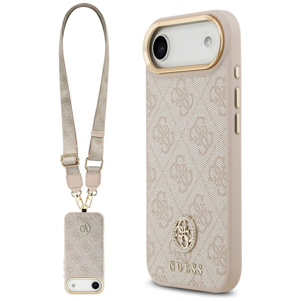 iTok webáruház - Guess Guess 4G Strass Logo & Big Strap Metal Buttons MagSafe tok iPhone Air készülékhez (rózsaszín) 1 Guess 4G Strass Logo & Big Strap Metal Buttons MagSafe Case for iPhone Air (rózsaszín)