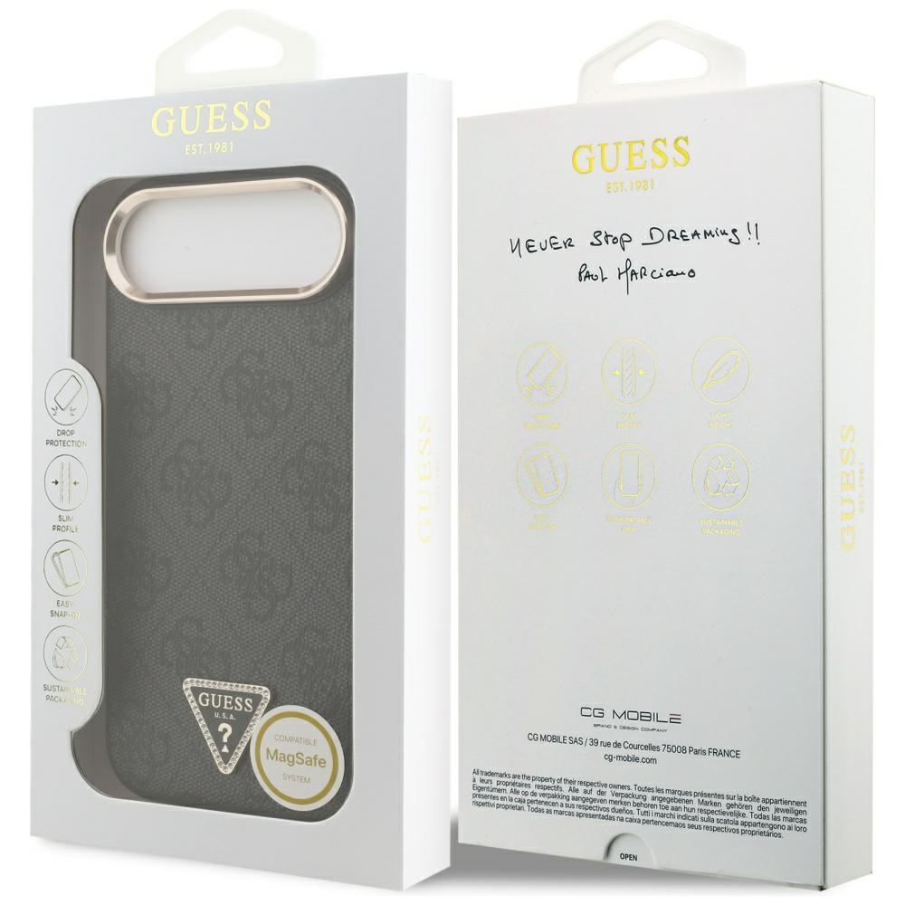 iTok webáruház - Guess Guess 4G Triangle Logo MagSafe tok iPhone Air (fekete és arany) 8 Guess 4G Triangle Logo MagSafe case for iPhone Air (fekete és arany)