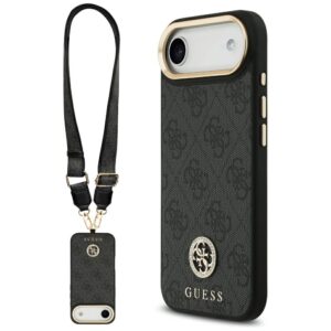 Guess 4G Strass Logo & Big Strap Metal Buttons MagSafe tok iPhone Air készülékhez (fekete)