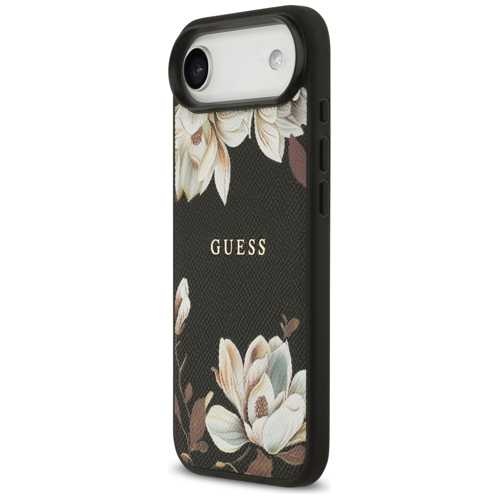 iTok webáruház - Guess Guess Grained Flowers Classic Logo MagSafe tok iPhone Airhez (fekete) 2 Guess Grained Flowers Classic Logo MagSafe case for iPhone Air (fekete)