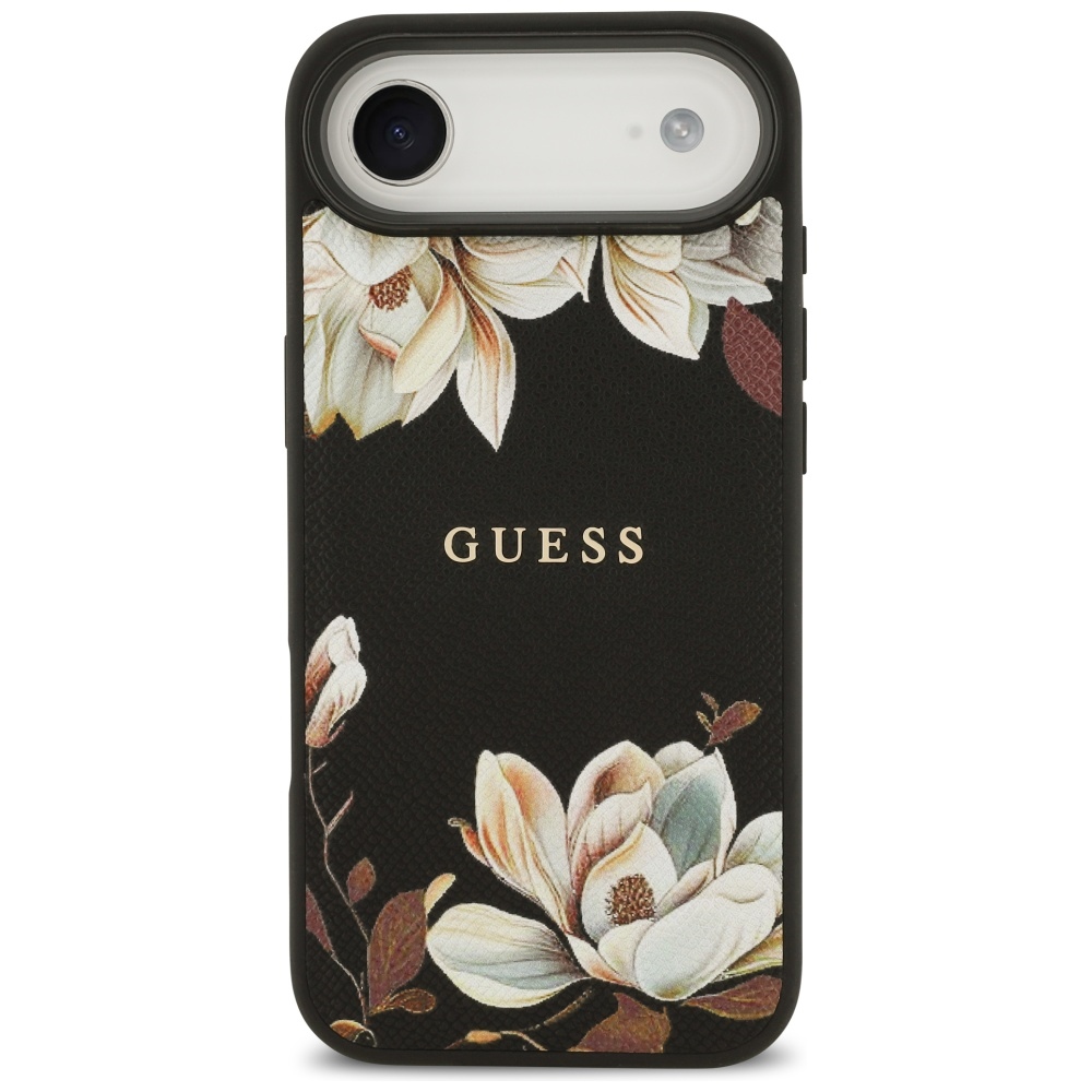 iTok webáruház - Guess Guess Grained Flowers Classic Logo MagSafe tok iPhone Airhez (fekete) 3 Guess Grained Flowers Classic Logo MagSafe case for iPhone Air (fekete)