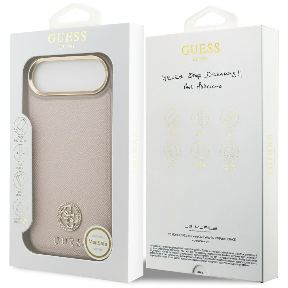 iTok webáruház - Guess Guess Grained Strass Logo MagSafe tok iPhone Air készülékhez (rózsaszín) 8 Guess Grained Strass Logo MagSafe iPhone Air Case (rózsaszín)