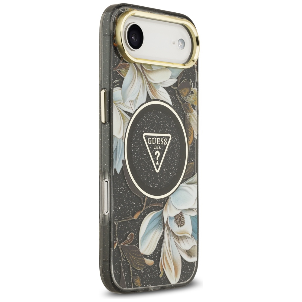 iTok webáruház - Guess Guess IML Glitter Flowers Triangle MagSafe tok iPhone Air készülékhez (fekete) 4 Guess IML Glitter Flowers Triangle MagSafe case for iPhone Air (fekete)