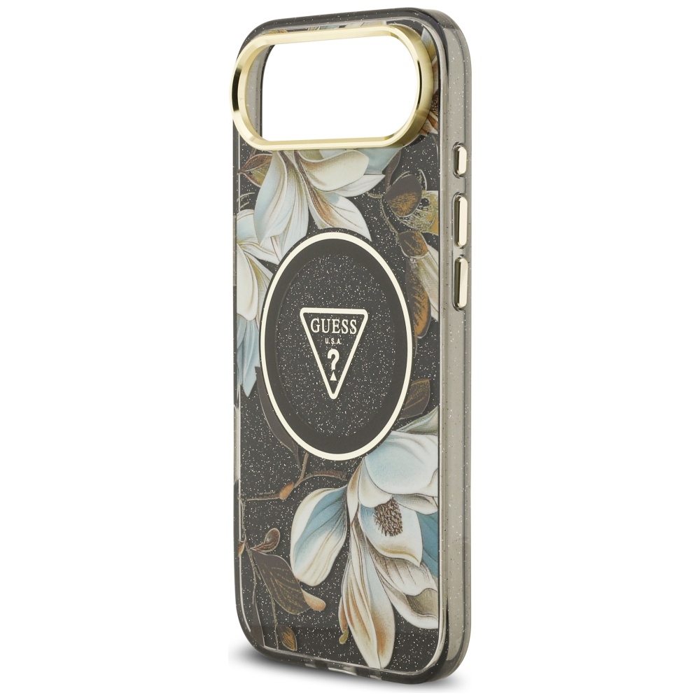 iTok webáruház - Guess Guess IML Glitter Flowers Triangle MagSafe tok iPhone Air készülékhez (fekete) 6 Guess IML Glitter Flowers Triangle MagSafe case for iPhone Air (fekete)