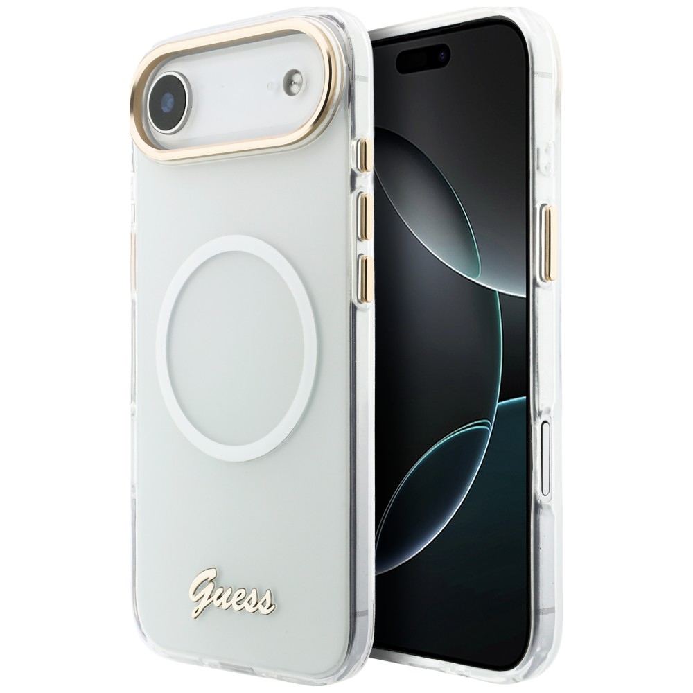 iTok webáruház - Guess Guess IML Gradient Script Metal MagSafe tok iPhone Air készülékhez (fehér) 1 Guess IML Gradient Script Metal MagSafe Case for iPhone Air (fehér)