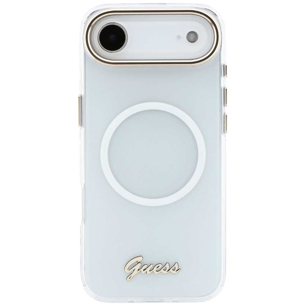 iTok webáruház - Guess Guess IML Gradient Script Metal MagSafe tok iPhone Air készülékhez (fehér) 3 Guess IML Gradient Script Metal MagSafe Case for iPhone Air (fehér)