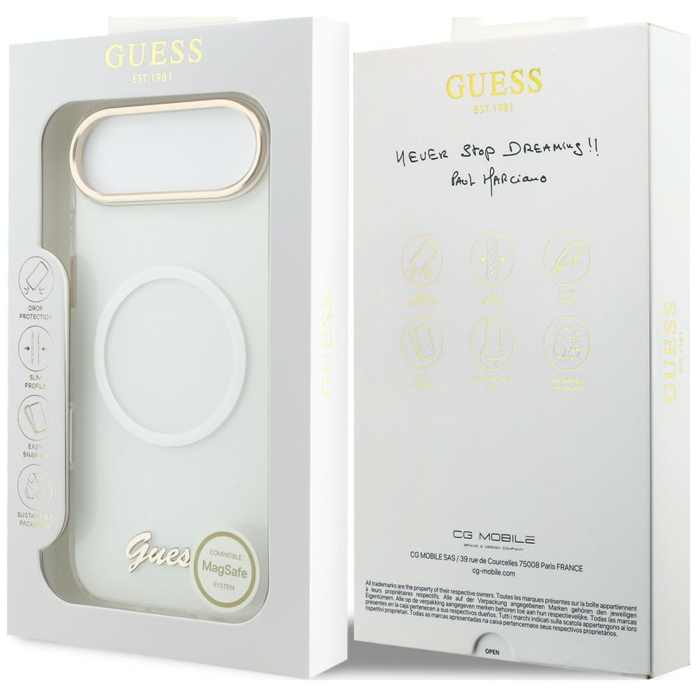 iTok webáruház - Guess Guess IML Gradient Script Metal MagSafe tok iPhone Air készülékhez (fehér) 8 Guess IML Gradient Script Metal MagSafe Case for iPhone Air (fehér)