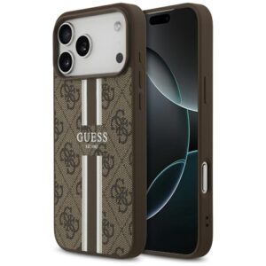 Guess 4G Printed Stripes MagSafe tok iPhone 17 Pro Max készülékhez (barna)