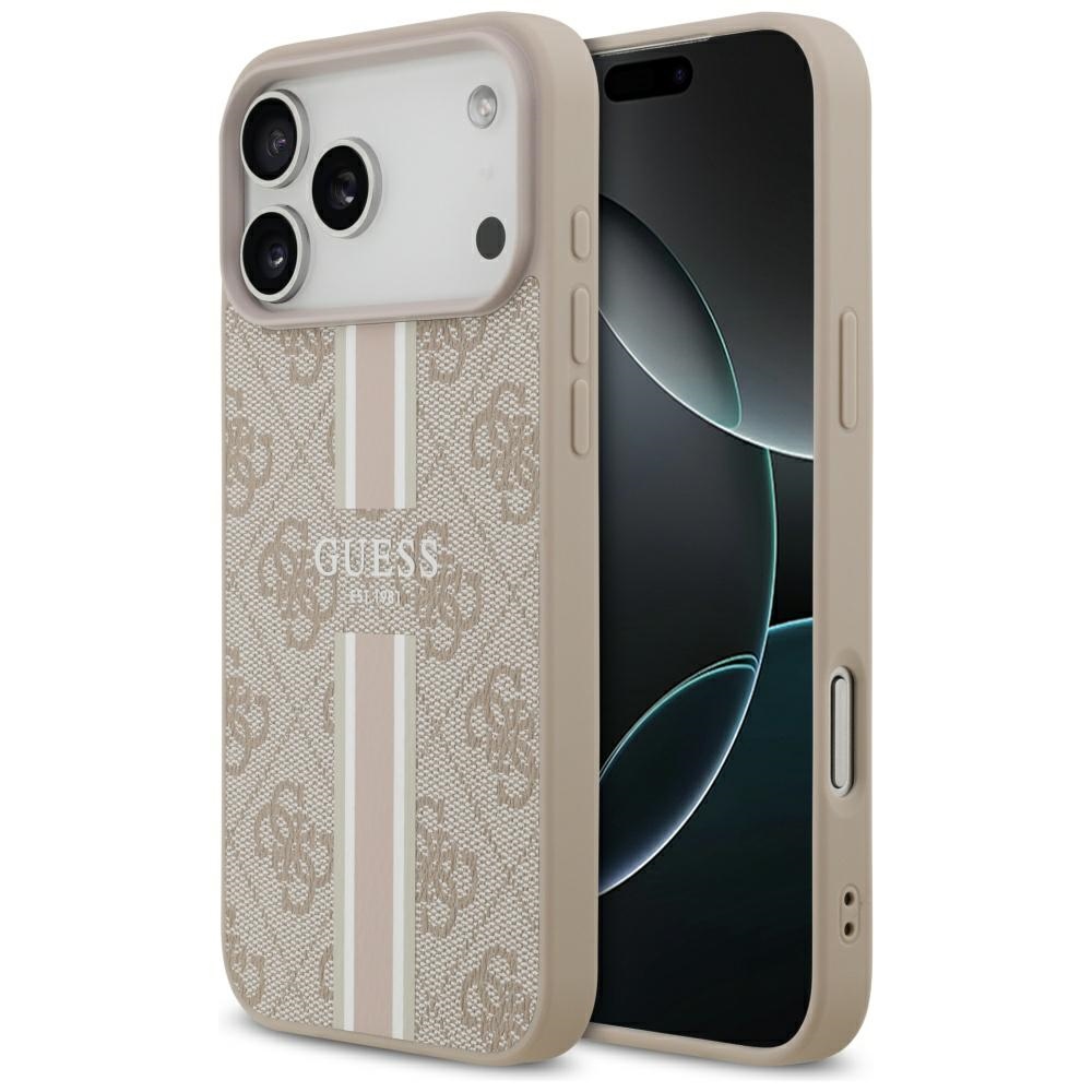 iTok webáruház - Guess Guess 4G Printed Stripes MagSafe tok iPhone 17 Pro Max készülékhez (rózsaszín) 1 Guess 4G Printed Stripes MagSafe case for iPhone 17 Pro Max (rózsaszín)