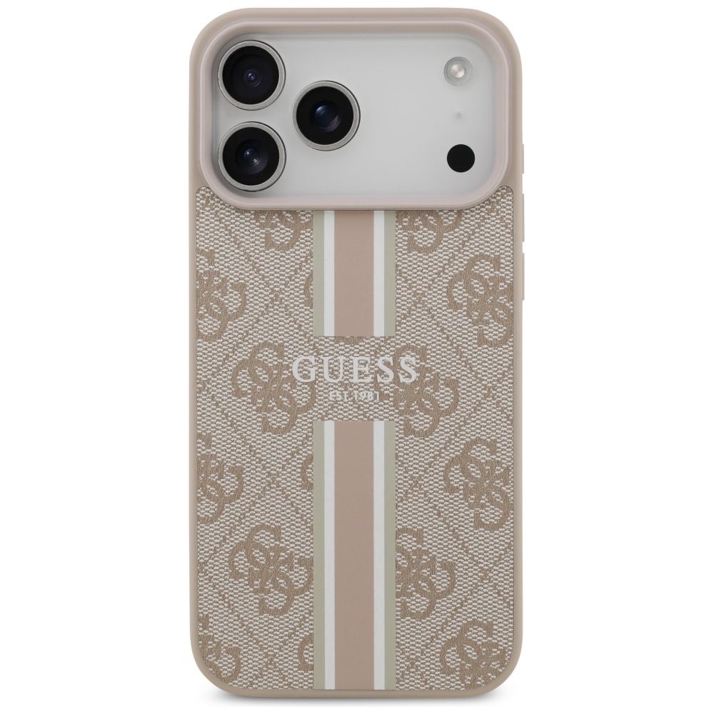 iTok webáruház - Guess Guess 4G Printed Stripes MagSafe tok iPhone 17 Pro Max készülékhez (rózsaszín) 3 Guess 4G Printed Stripes MagSafe case for iPhone 17 Pro Max (rózsaszín)