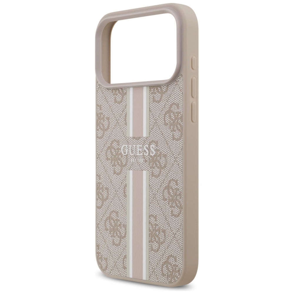 iTok webáruház - Guess Guess 4G Printed Stripes MagSafe tok iPhone 17 Pro Max készülékhez (rózsaszín) 6 Guess 4G Printed Stripes MagSafe case for iPhone 17 Pro Max (rózsaszín)