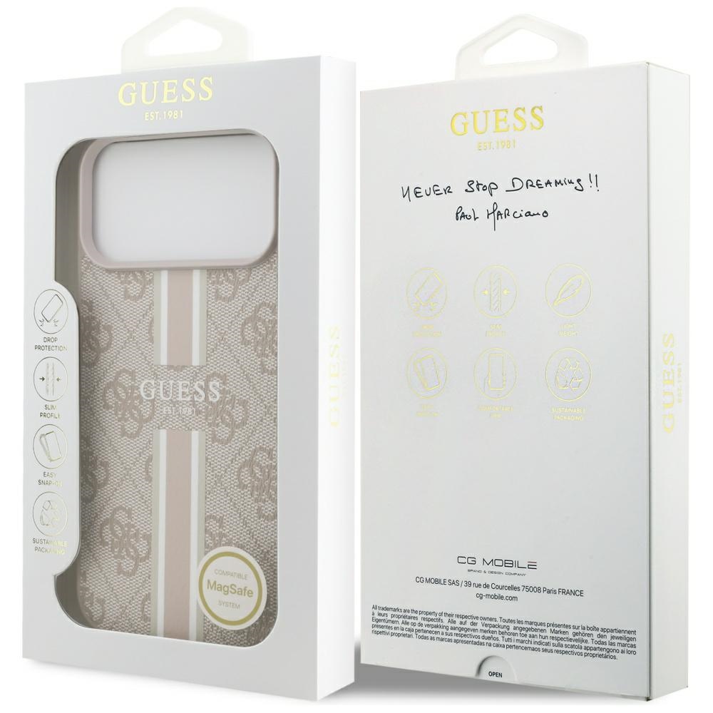 iTok webáruház - Guess Guess 4G Printed Stripes MagSafe tok iPhone 17 Pro Max készülékhez (rózsaszín) 8 Guess 4G Printed Stripes MagSafe case for iPhone 17 Pro Max (rózsaszín)