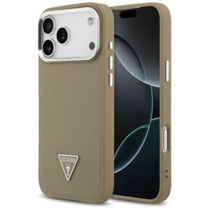 Guess Grained Triangle Logo MagSafe tok iPhone 17 Pro Max (barna)