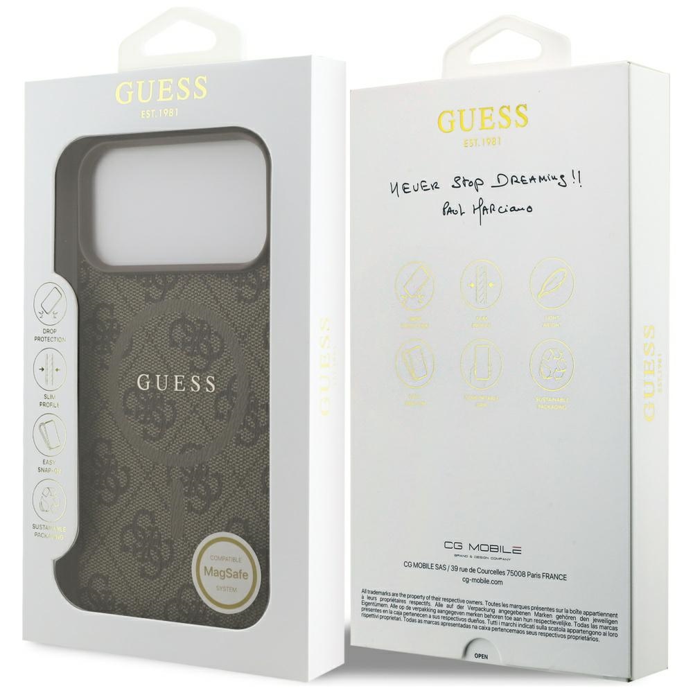 iTok webáruház - Guess Guess 4G Ring Classic Logo MagSafe tok iPhone 17 Pro Max (barna) 8 Guess 4G Ring Classic Logo MagSafe Case for iPhone 17 Pro Max (barna)