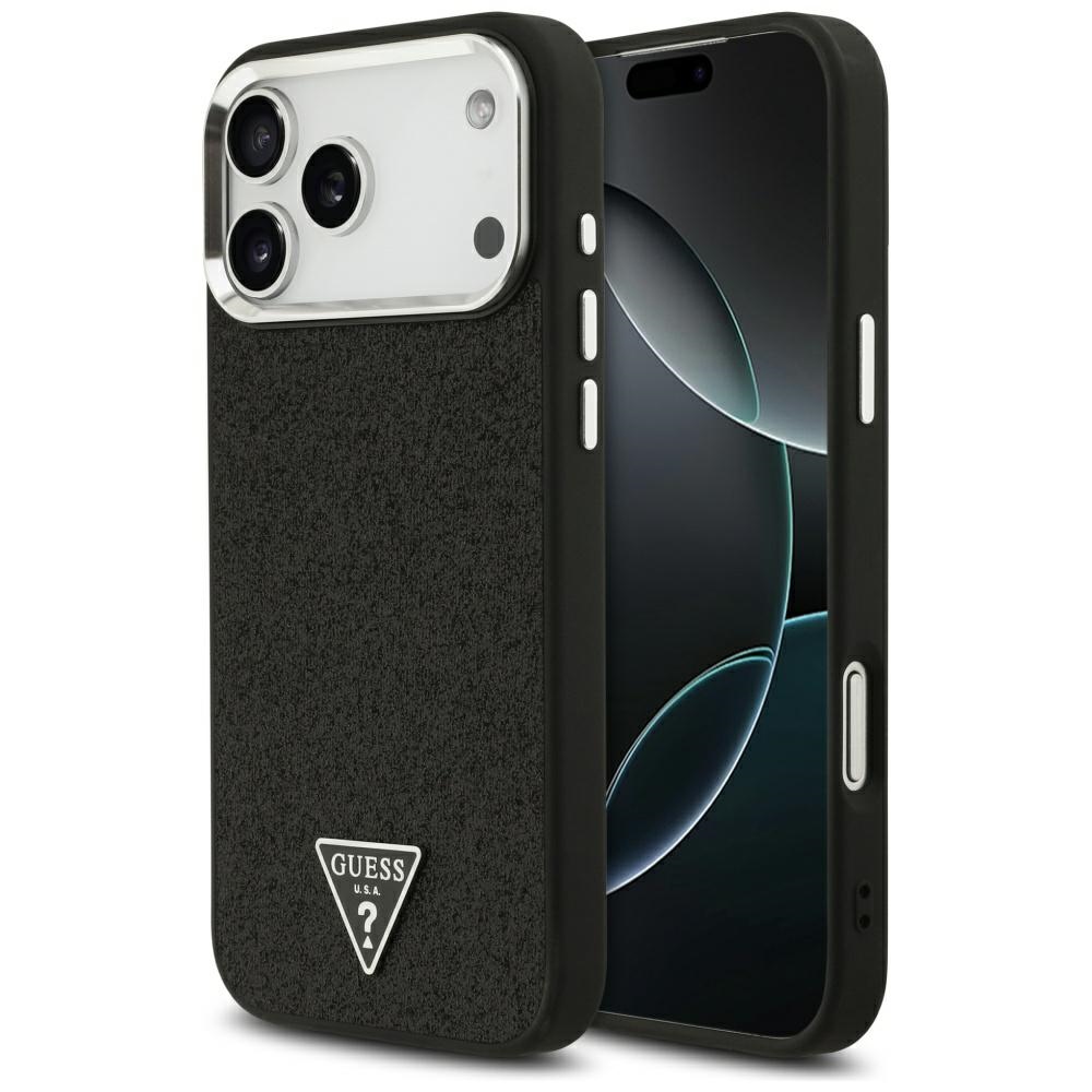 iTok webáruház - Guess Guess Glitter Triangle Logo MagSafe tok iPhone 17 Pro Max készülékhez (fekete) 1 Guess Glitter Triangle Logo MagSafe Case for iPhone 17 Pro Max (fekete)