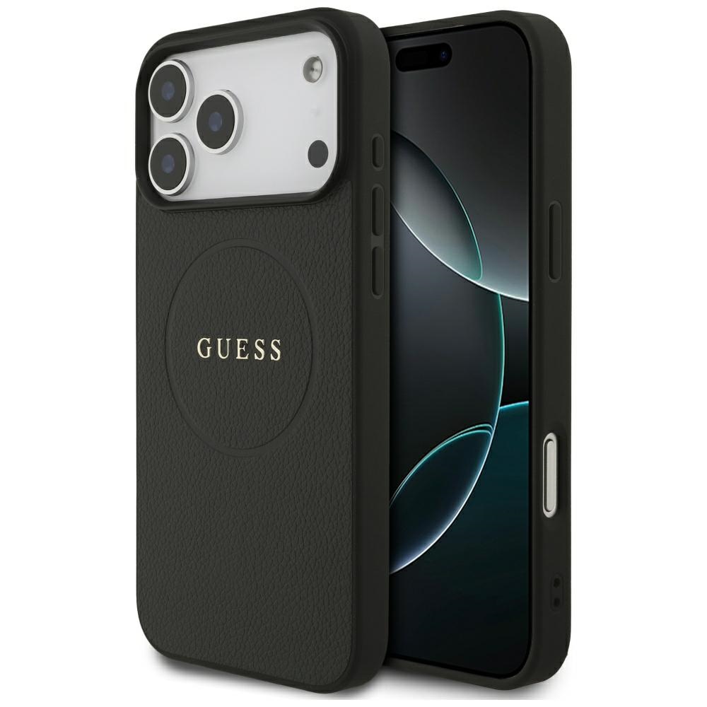 iTok webáruház - Guess Guess Grained Ring MagSafe tok iPhone 17 Pro Max készülékhez (fekete) 1 Guess Grained Ring MagSafe case for iPhone 17 Pro Max (fekete)
