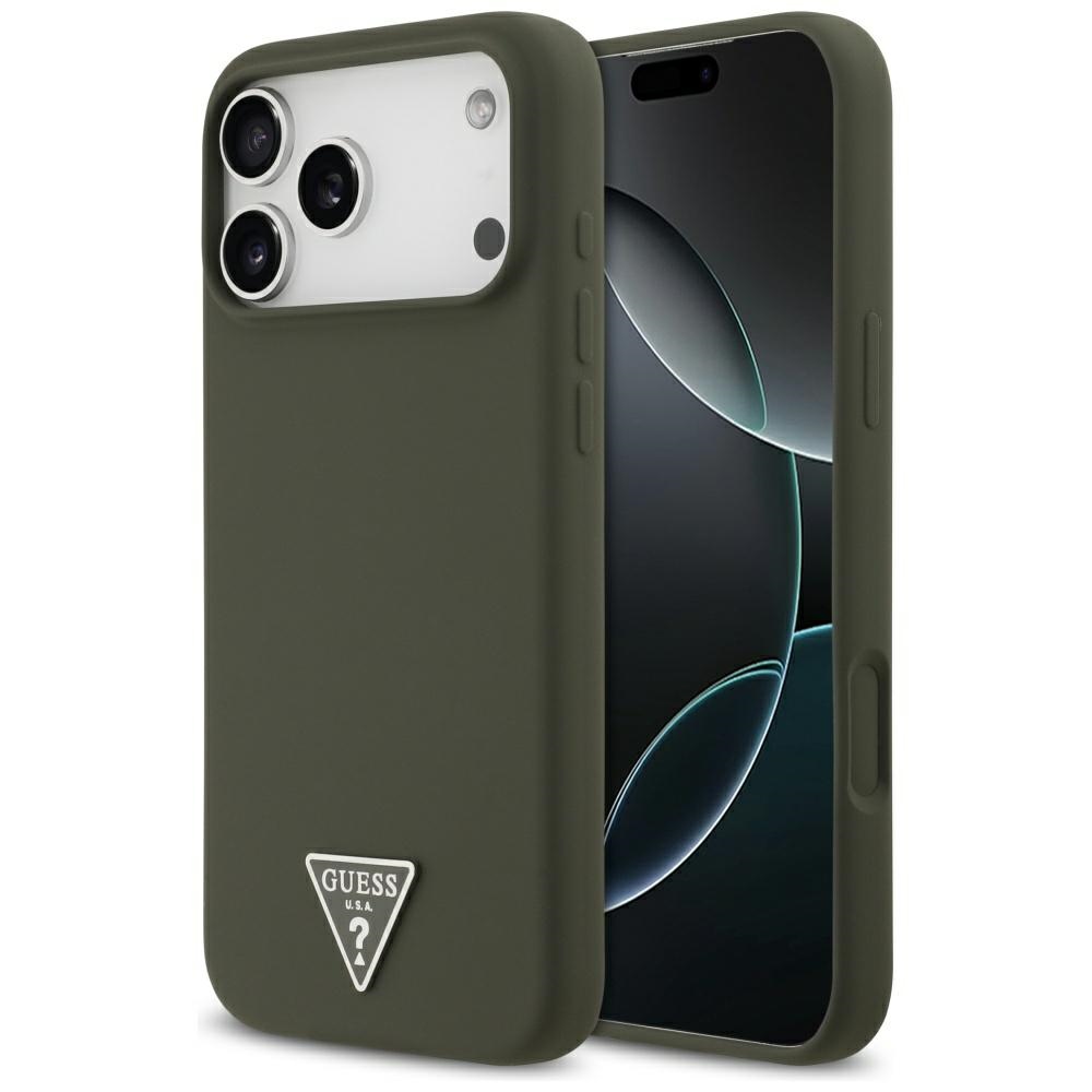 iTok webáruház - Guess Guess Silicone Triangle Logo MagSafe szilikon tok iPhone 17 Pro Max készülékhez (zöld) 1 Guess Silicone Triangle Logo MagSafe Case for iPhone 17 Pro Max (zöld)