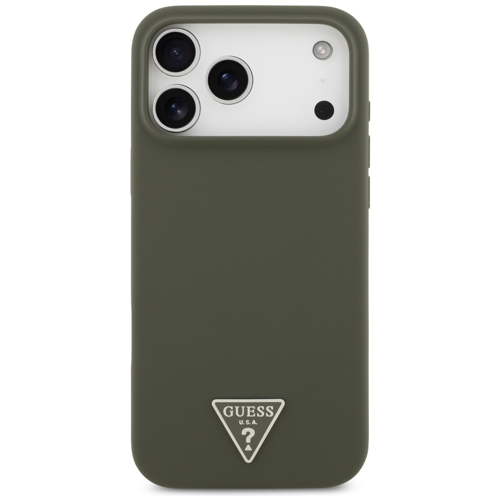 iTok webáruház - Guess Guess Silicone Triangle Logo MagSafe szilikon tok iPhone 17 Pro Max készülékhez (zöld) 3 Guess Silicone Triangle Logo MagSafe Case for iPhone 17 Pro Max (zöld)