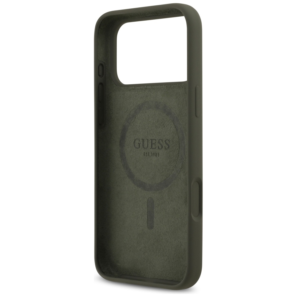 iTok webáruház - Guess Guess Silicone Triangle Logo MagSafe szilikon tok iPhone 17 Pro Max készülékhez (zöld) 7 Guess Silicone Triangle Logo MagSafe Case for iPhone 17 Pro Max (zöld)