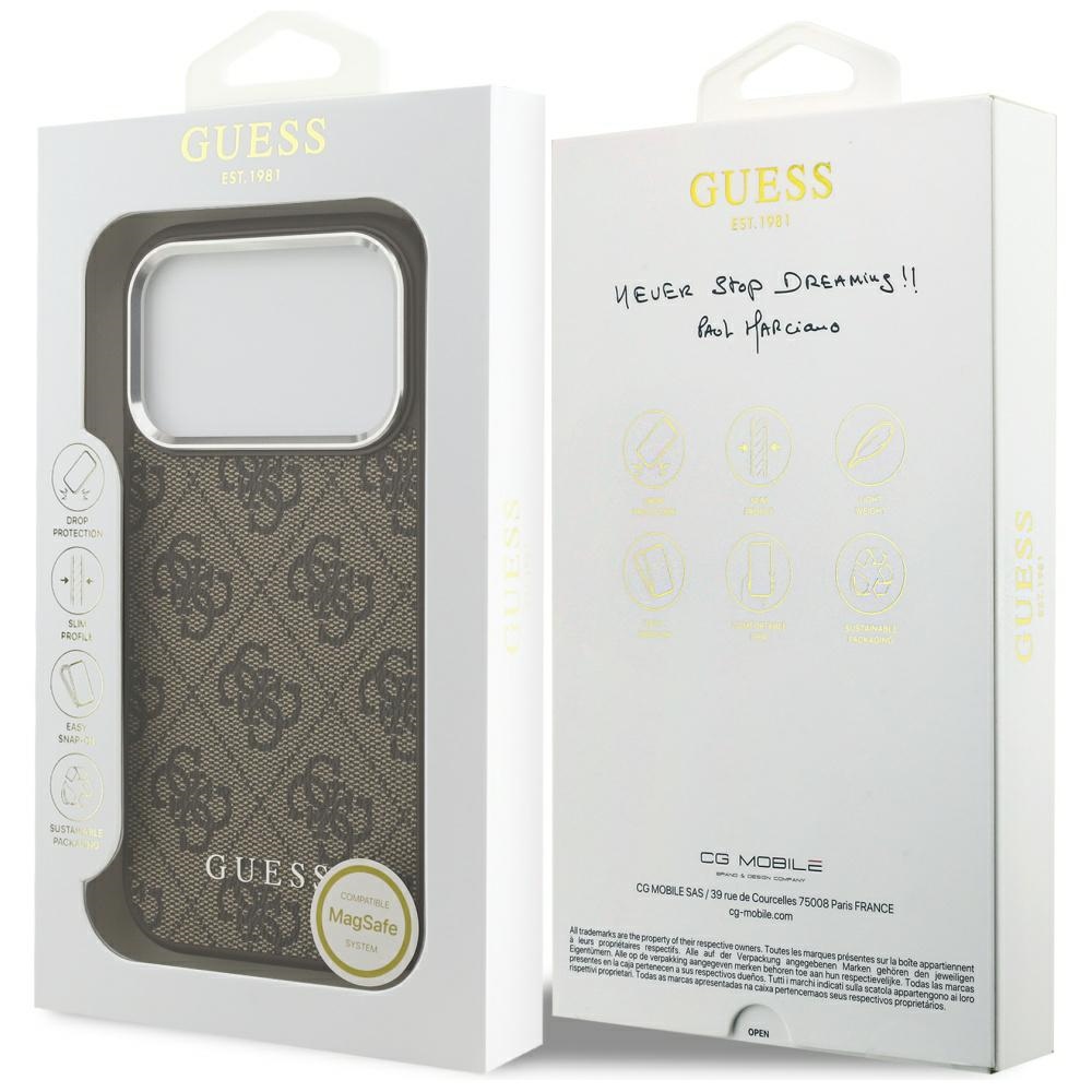 iTok webáruház - Guess Guess 4G Classic Logo MagSafe tok iPhone 17 Pro Max készülékhez (barna) 8 Guess 4G Classic Logo MagSafe Case for iPhone 17 Pro Max (barna)
