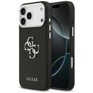 Guess Grained Big 4G Classic Logo tok iPhone 17 Pro Max (fekete)