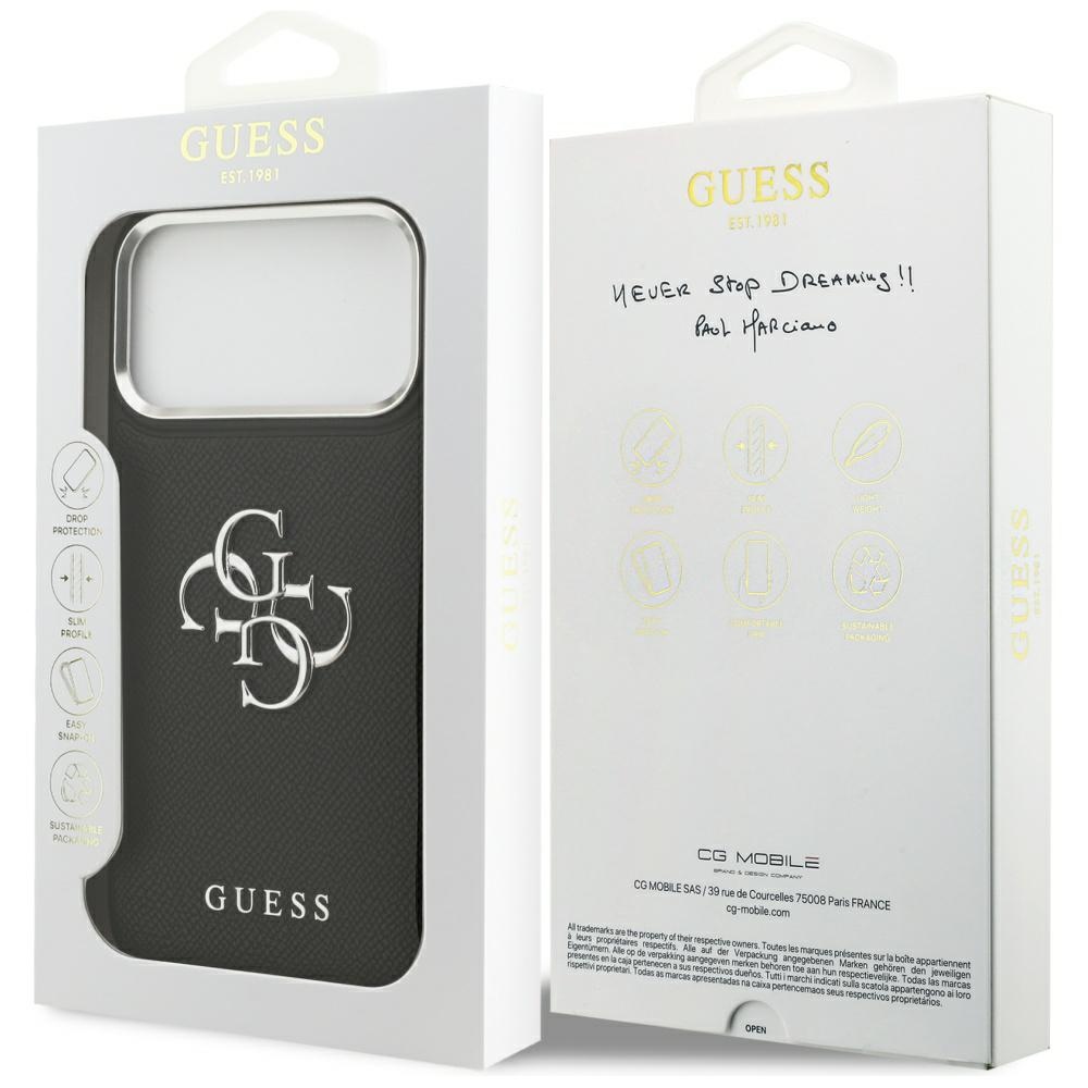 iTok webáruház - Guess Guess Grained Big 4G Classic Logo tok iPhone 17 Pro Max (fekete) 8 Guess Grained Big 4G Classic Logo case for iPhone 17 Pro Max (fekete)