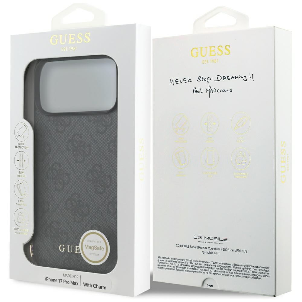 iTok webáruház - Guess Guess 4G Charms Collection MagSafe tok iPhone 17 Pro Max készülékhez (fekete) 7 Guess 4G Charms Collection MagSafe case for iPhone 17 Pro Max (fekete)