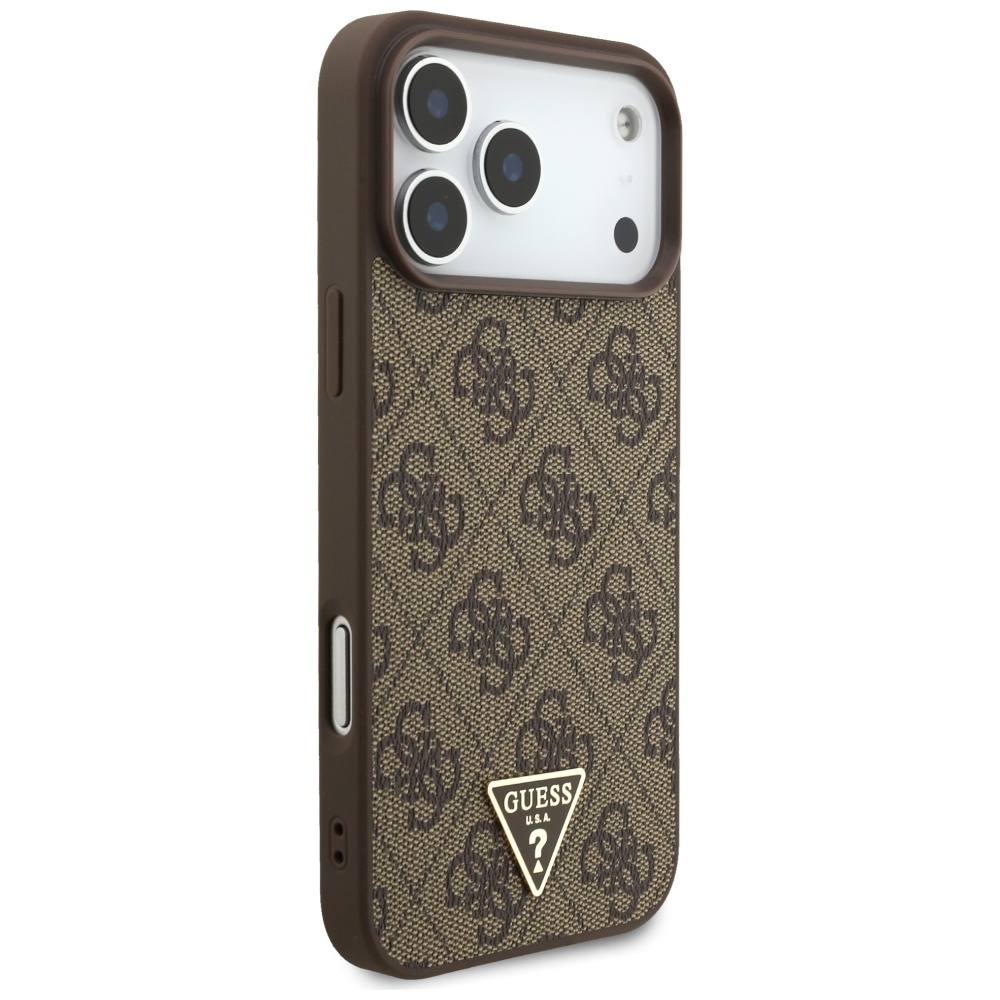 iTok webáruház - Guess Guess 4G Strap Triangle Logo MagSafe tok iPhone 17 Pro Max készülékhez (barna) 4 Guess 4G Strap Triangle Logo MagSafe Case for iPhone 17 Pro Max (barna)