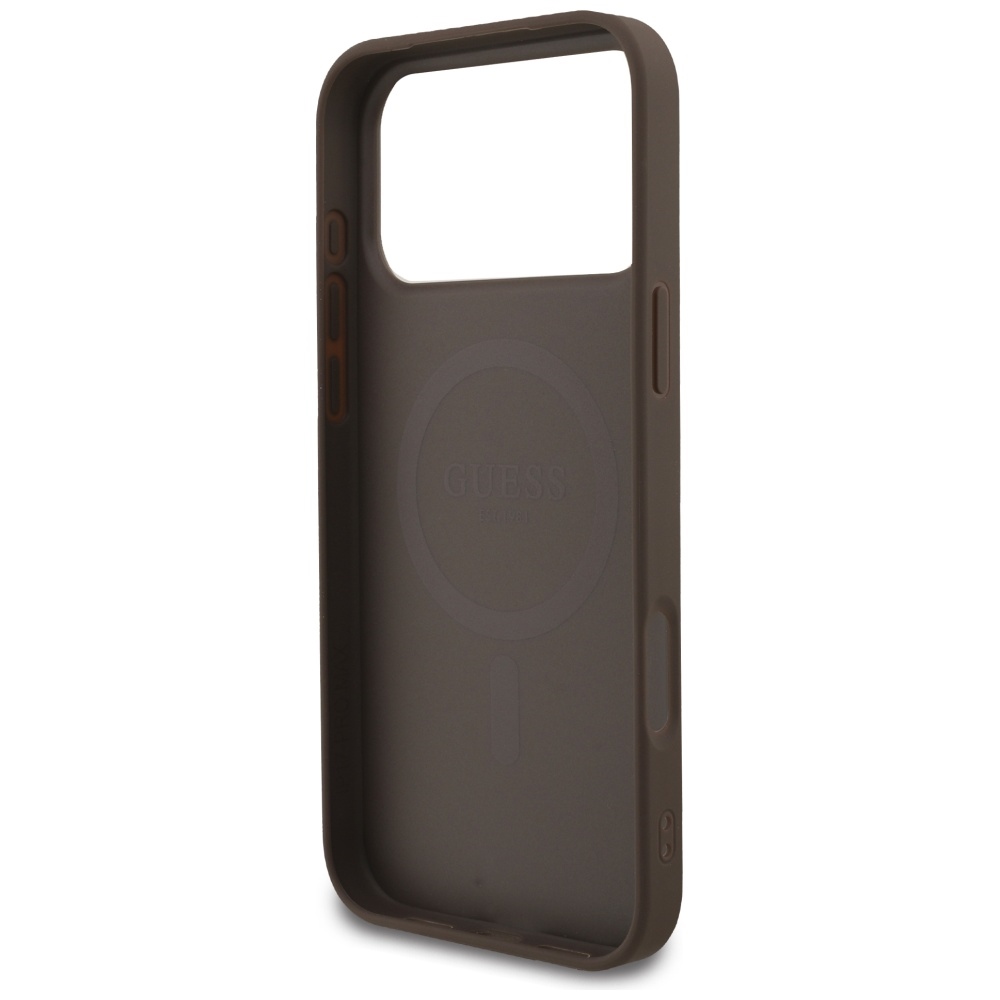 iTok webáruház - Guess Guess 4G Strap Triangle Logo MagSafe tok iPhone 17 Pro Max készülékhez (barna) 7 Guess 4G Strap Triangle Logo MagSafe Case for iPhone 17 Pro Max (barna)