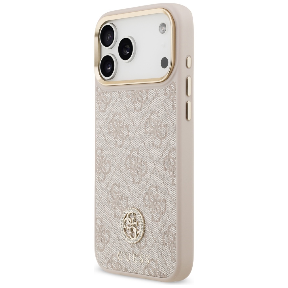iTok webáruház - Guess Guess 4G Strass Logo & Big Strap Metal Buttons MagSafe tok iPhone 17 Pro Max készülékhez (rózsaszín) 2 Guess 4G Strass Logo & Big Strap Metal Buttons MagSafe Case for iPhone 17 Pro Max (rózsaszín)