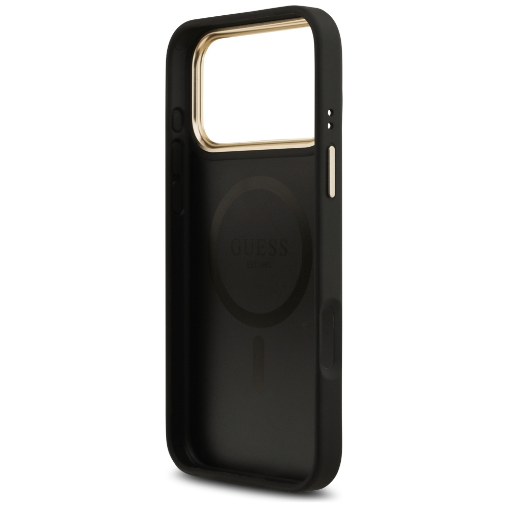 iTok webáruház - Guess Guess 4G Stripe MagSafe tok iPhone 17 Pro Max (fekete) 7 Guess 4G Stripe MagSafe case for iPhone 17 Pro Max (fekete)