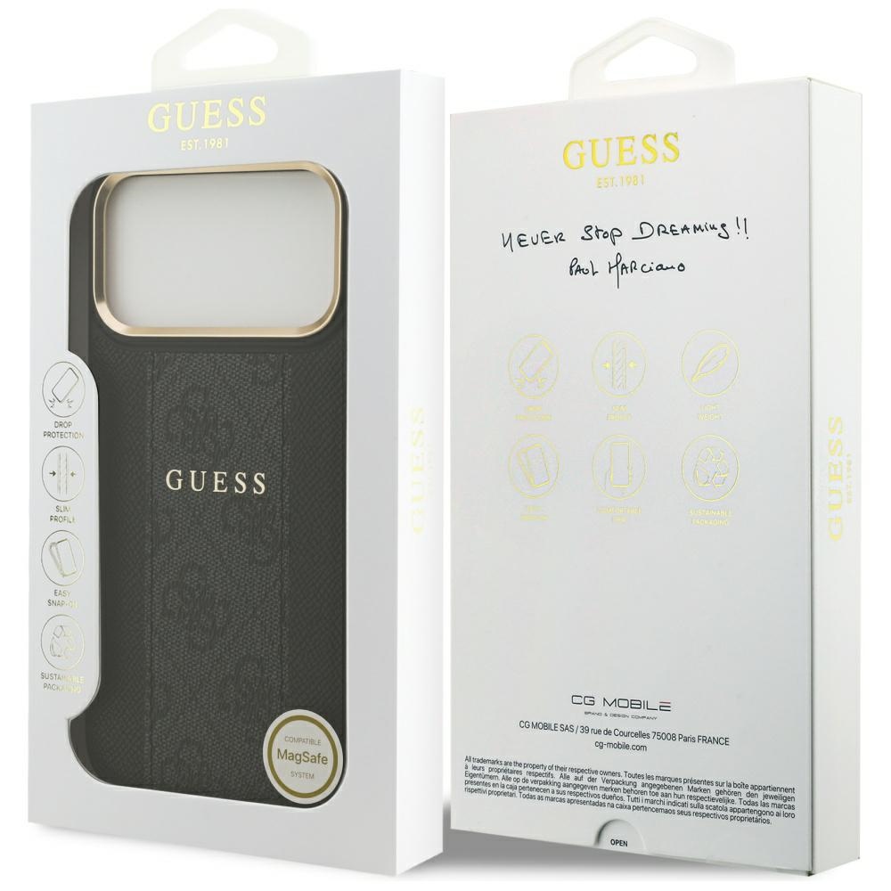 iTok webáruház - Guess Guess 4G Stripe MagSafe tok iPhone 17 Pro Max (fekete) 8 Guess 4G Stripe MagSafe case for iPhone 17 Pro Max (fekete)