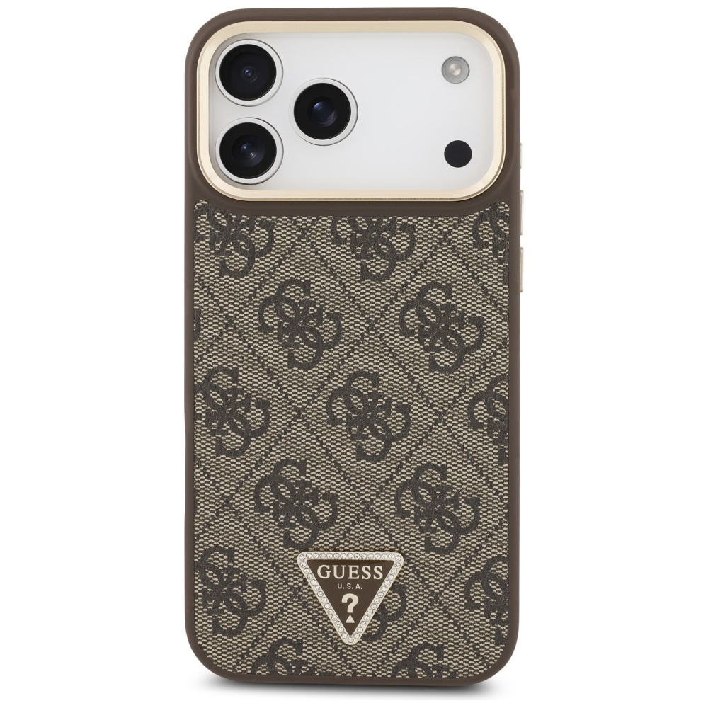 iTok webáruház - Guess Guess 4G Triangle Logo MagSafe tok iPhone 17 Pro Max készülékhez (barna és arany) 3 Guess 4G Triangle Logo MagSafe Case for iPhone 17 Pro Max (barna és arany)