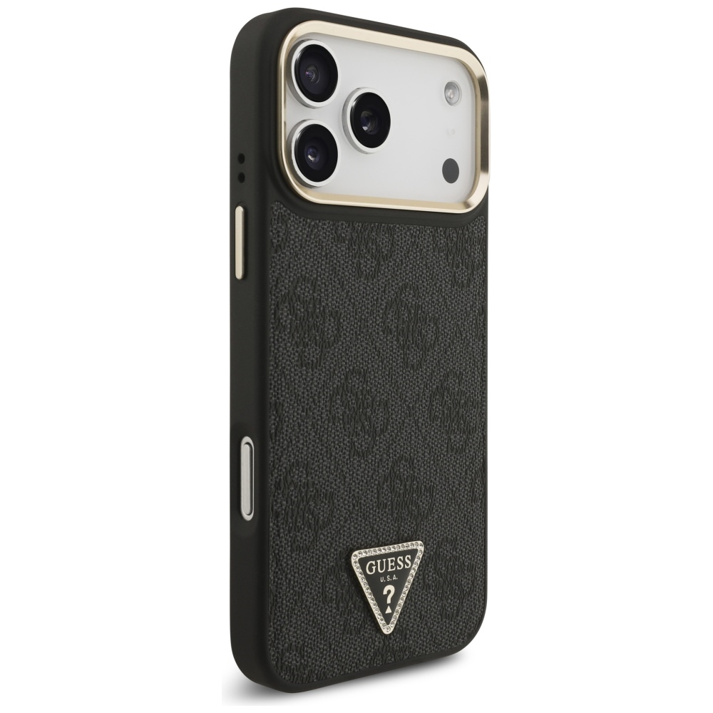 iTok webáruház - Guess Guess 4G Triangle Logo MagSafe tok iPhone 17 Pro Max készülékhez (fekete-arany) 4 Guess 4G Triangle Logo MagSafe Case for iPhone 17 Pro Max (fekete-arany)
