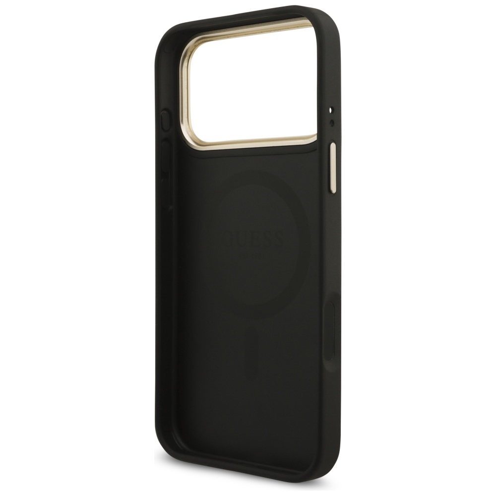 iTok webáruház - Guess Guess 4G Triangle Logo MagSafe tok iPhone 17 Pro Max készülékhez (fekete-arany) 7 Guess 4G Triangle Logo MagSafe Case for iPhone 17 Pro Max (fekete-arany)