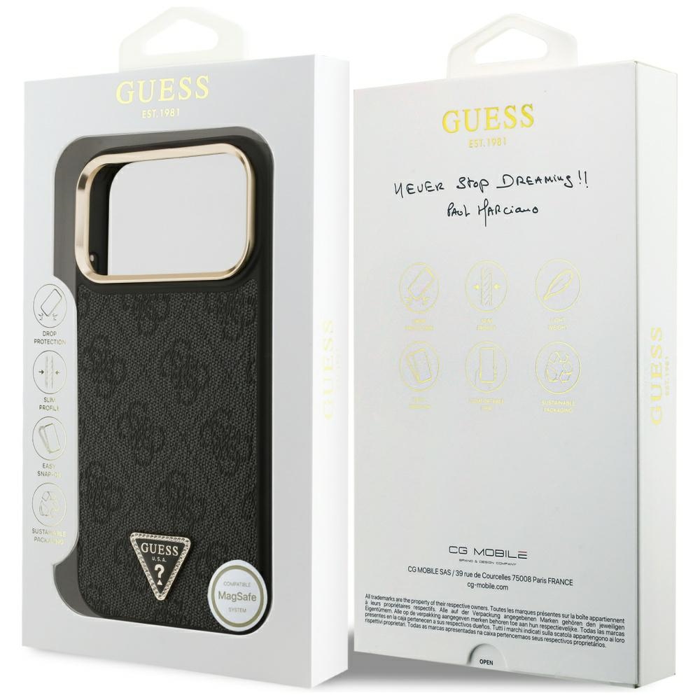 iTok webáruház - Guess Guess 4G Triangle Logo MagSafe tok iPhone 17 Pro Max készülékhez (fekete-arany) 8 Guess 4G Triangle Logo MagSafe Case for iPhone 17 Pro Max (fekete-arany)