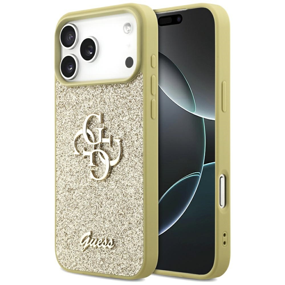 iTok webáruház - Guess Guess Fixed Glitter Big 4G tok iPhone 17 Pro Max készülékhez (arany) 1 Guess Fixed Glitter Big 4G case for iPhone 17 Pro Max (arany)