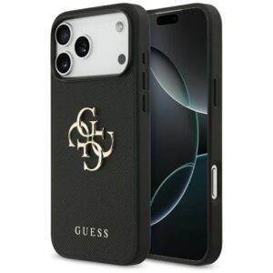 Guess Grained Big 4G & Classic Logo tok iPhone 17 Pro Max (fekete)