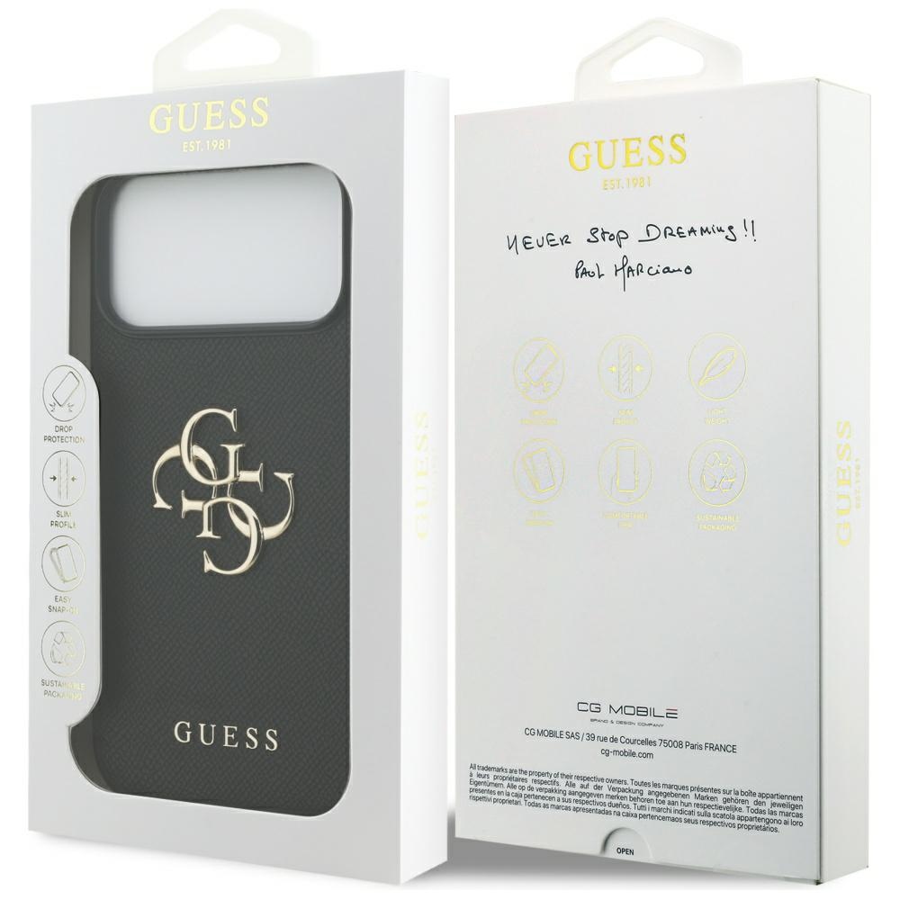 iTok webáruház - Guess Guess Grained Big 4G & Classic Logo tok iPhone 17 Pro Max (fekete) 8 Guess Grained Big 4G & Classic Logo case for iPhone 17 Pro Max (fekete)