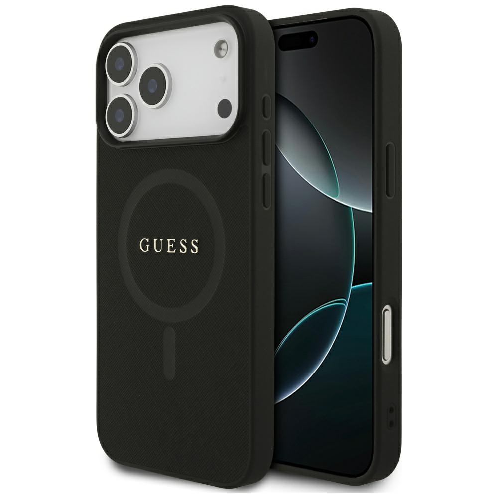 iTok webáruház - Guess Guess Saffiano Classic Logo MagSafe tok iPhone 17 Pro Max készülékhez (fekete) 1 Guess Saffiano Classic Logo MagSafe Case for iPhone 17 Pro Max (fekete)