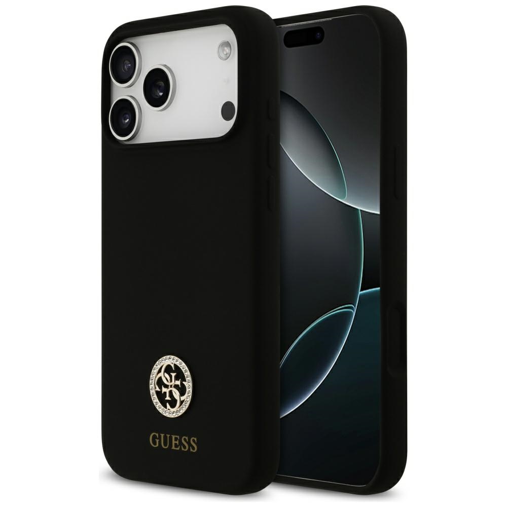 iTok webáruház - Guess Guess Silicone Logo Strass 4G MagSafe szilikon tok iPhone 17 Pro Max készülékhez (fekete) 1 Guess Silicone Logo Strass 4G MagSafe Case for iPhone 17 Pro Max (fekete)
