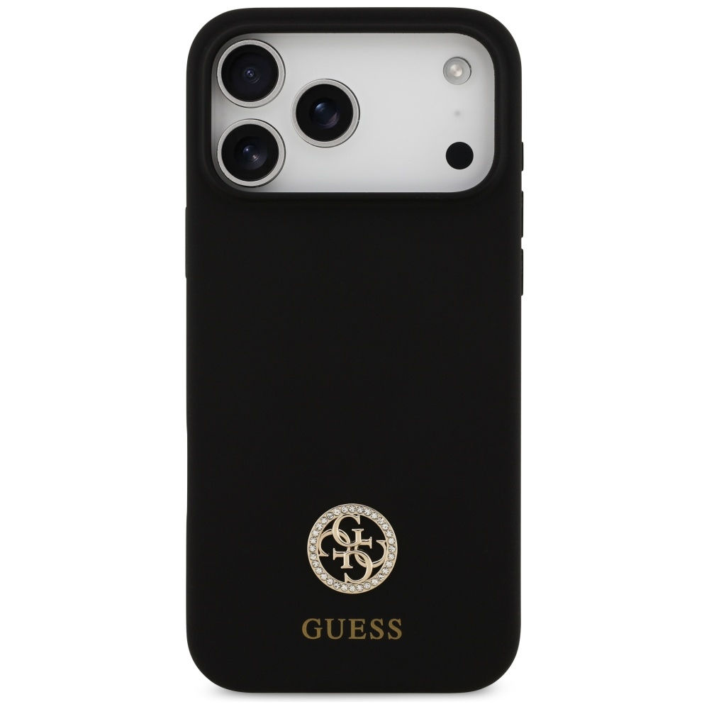 iTok webáruház - Guess Guess Silicone Logo Strass 4G MagSafe szilikon tok iPhone 17 Pro Max készülékhez (fekete) 3 Guess Silicone Logo Strass 4G MagSafe Case for iPhone 17 Pro Max (fekete)