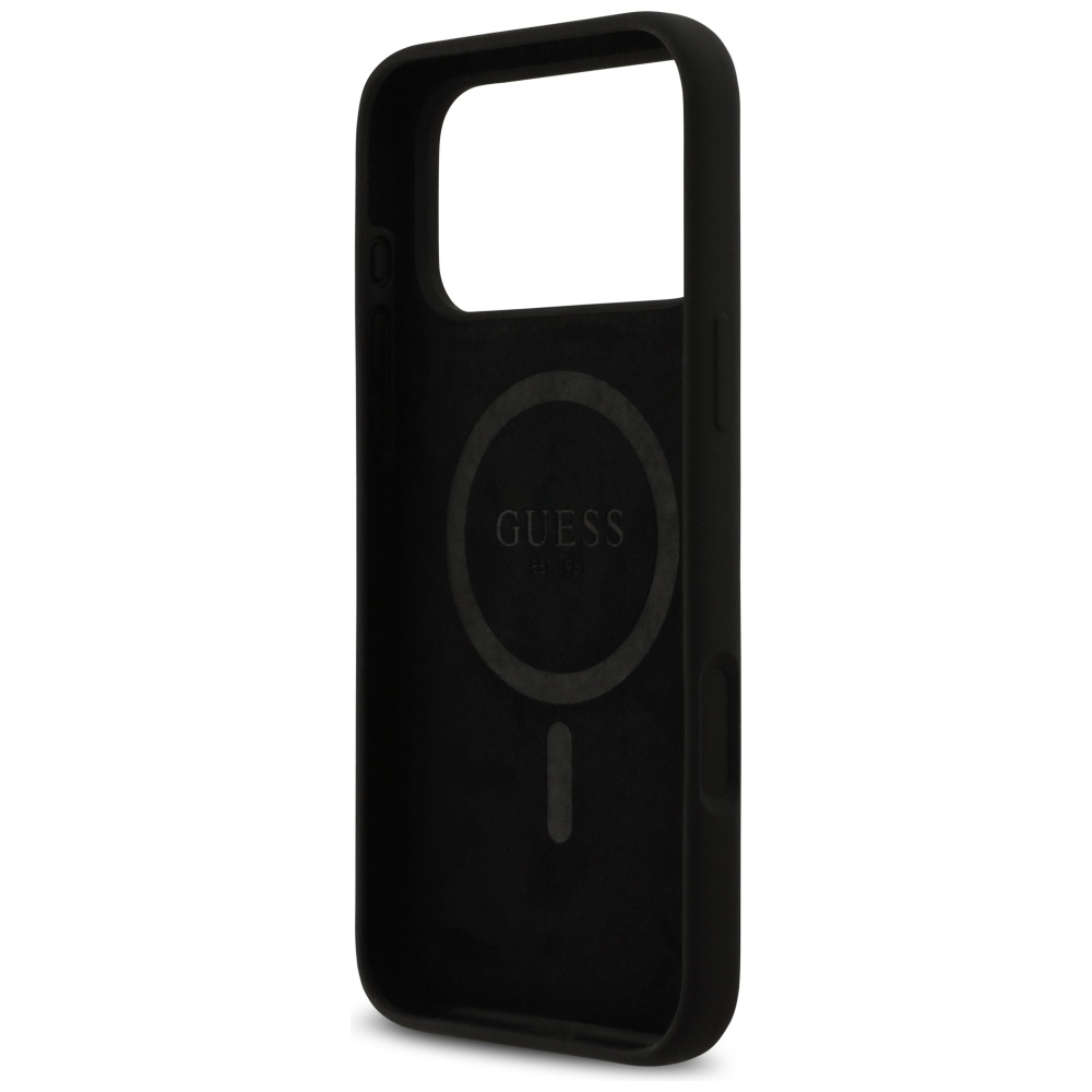 iTok webáruház - Guess Guess Silicone Logo Strass 4G MagSafe szilikon tok iPhone 17 Pro Max készülékhez (fekete) 7 Guess Silicone Logo Strass 4G MagSafe Case for iPhone 17 Pro Max (fekete)