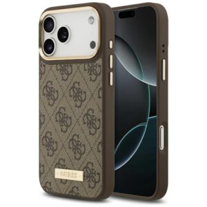 Guess 4G Logo Plate MagSafe tok iPhone 17 Pro Max készülékhez (barna)