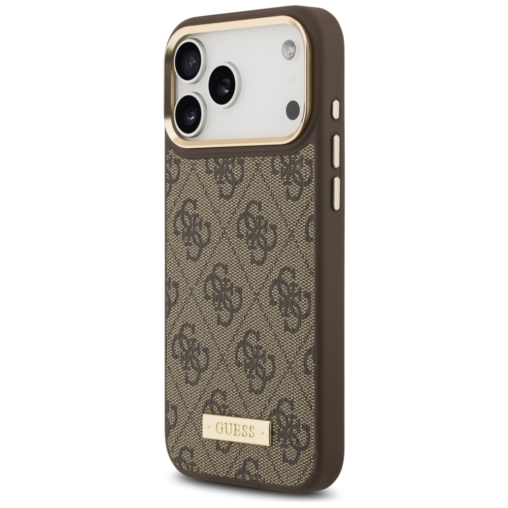 iTok webáruház - Guess Guess 4G Logo Plate MagSafe tok iPhone 17 Pro Max készülékhez (barna) 2 Guess 4G Logo Plate MagSafe Case for iPhone 17 Pro Max (barna)