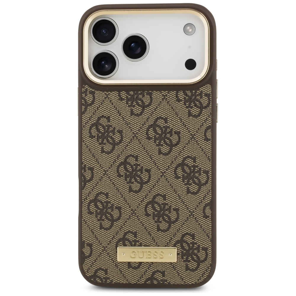 iTok webáruház - Guess Guess 4G Logo Plate MagSafe tok iPhone 17 Pro Max készülékhez (barna) 3 Guess 4G Logo Plate MagSafe Case for iPhone 17 Pro Max (barna)