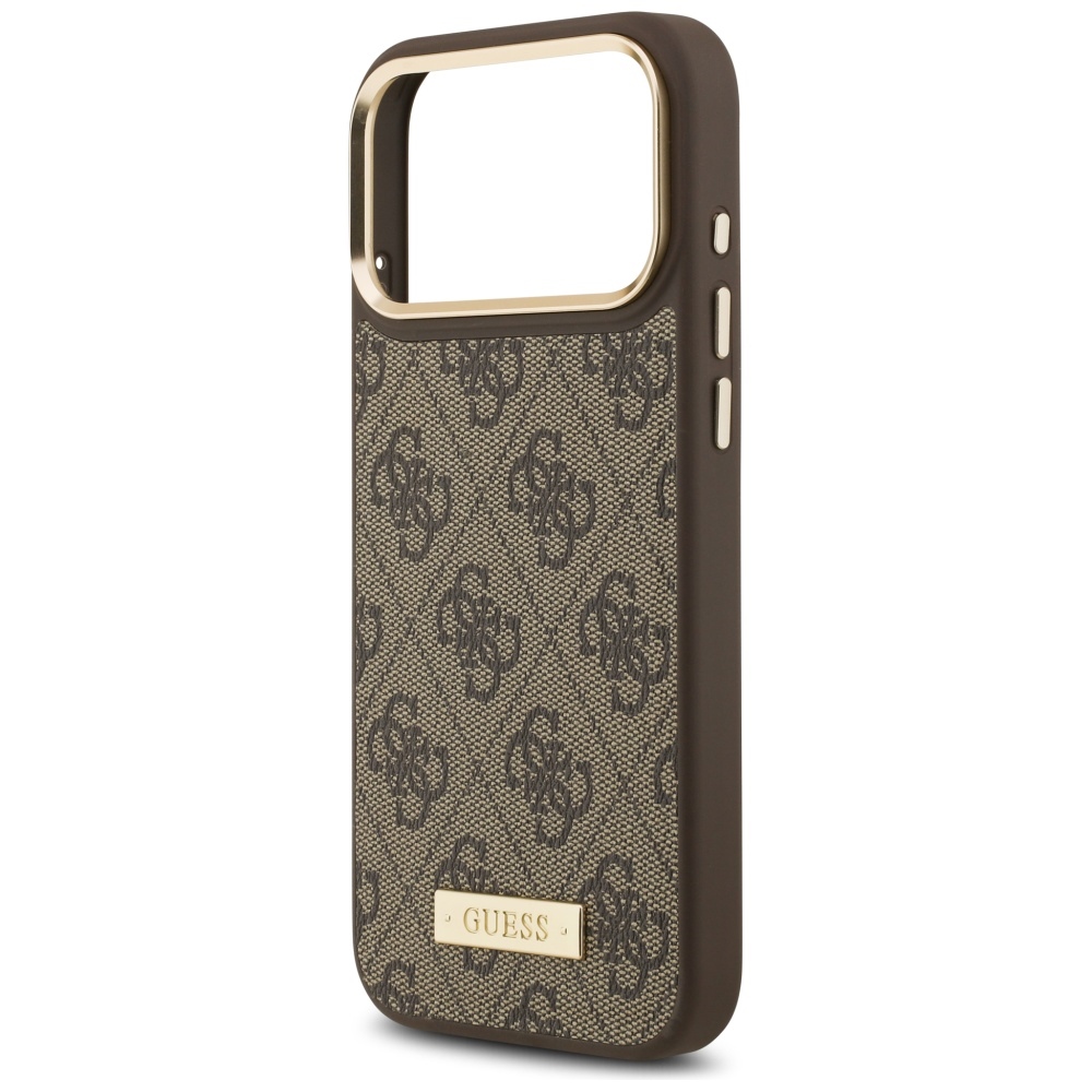 iTok webáruház - Guess Guess 4G Logo Plate MagSafe tok iPhone 17 Pro Max készülékhez (barna) 6 Guess 4G Logo Plate MagSafe Case for iPhone 17 Pro Max (barna)