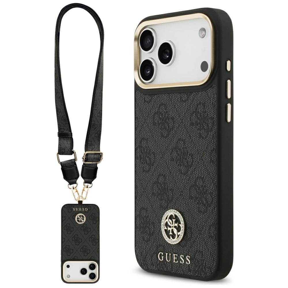 iTok webáruház - Guess Guess 4G Srtass Logo & Big Strap Metal Buttons MagSafe tok iPhone 17 Pro Max (fekete) 1 Guess 4G Srtass Logo & Big Strap Metal Buttons MagSafe Case for iPhone 17 Pro Max (fekete)